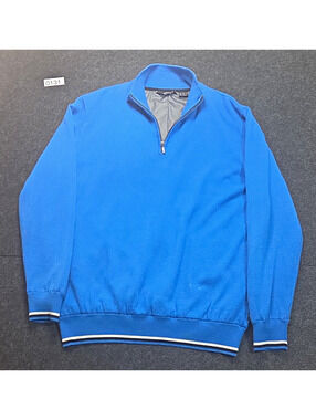 Abacus Men's Blue Solid Knit 1/4 Zip Mock Neck Pullover Sweater Size M